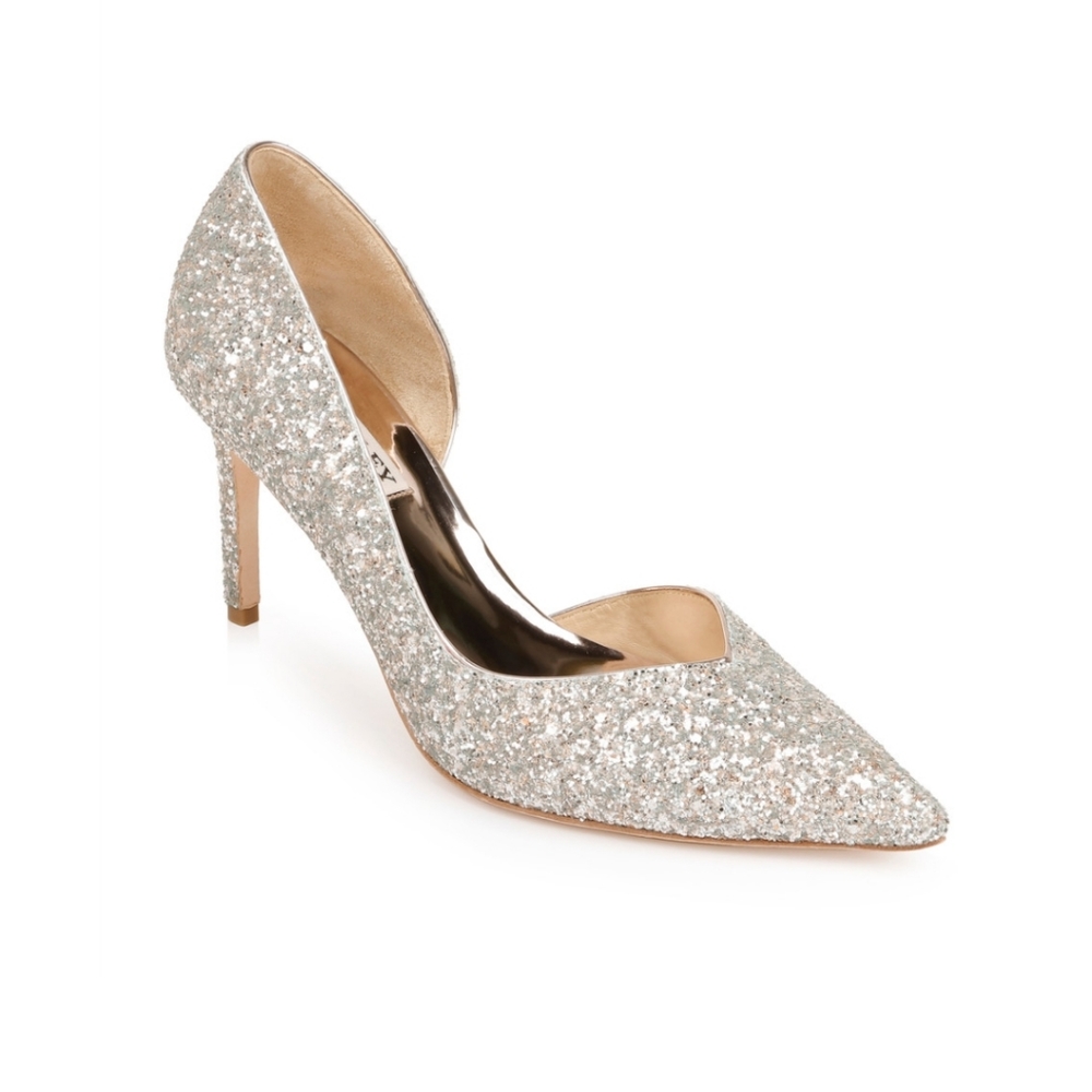 ▫️Badgley Mischka Daisy II Glitter Stiletto Pumps, Size 6.5